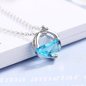 *925 Sterling Silver Diamond Waterdrop Necklace Z